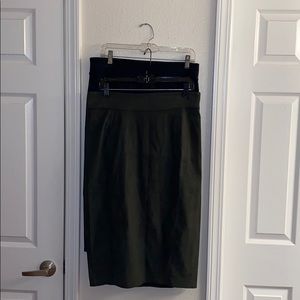 2 faux suede pencil skirts